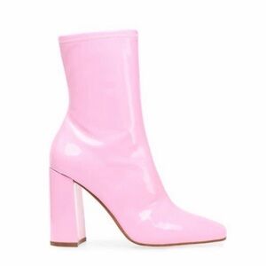 Steve Madden Pink Patent Leather Glossy Heeled Ankle Boots